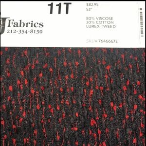 Luxury Tweed Fabric in Black and Red